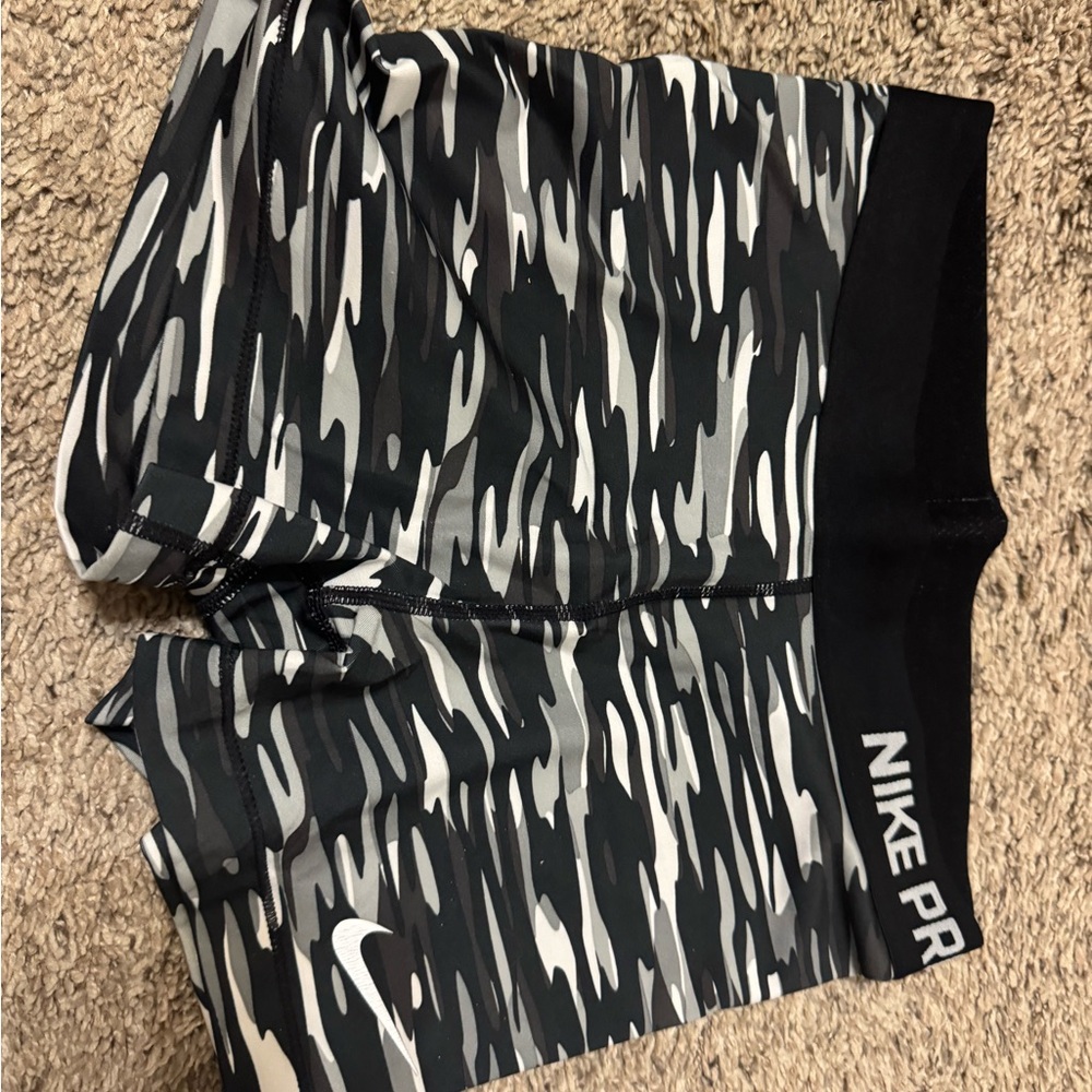 Nike Pro Black and Gray Camo Shorts